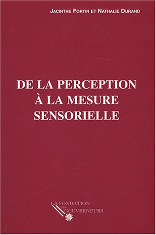 DE LA PERCEPTION A LA MESURE SENSORIELLE, 1